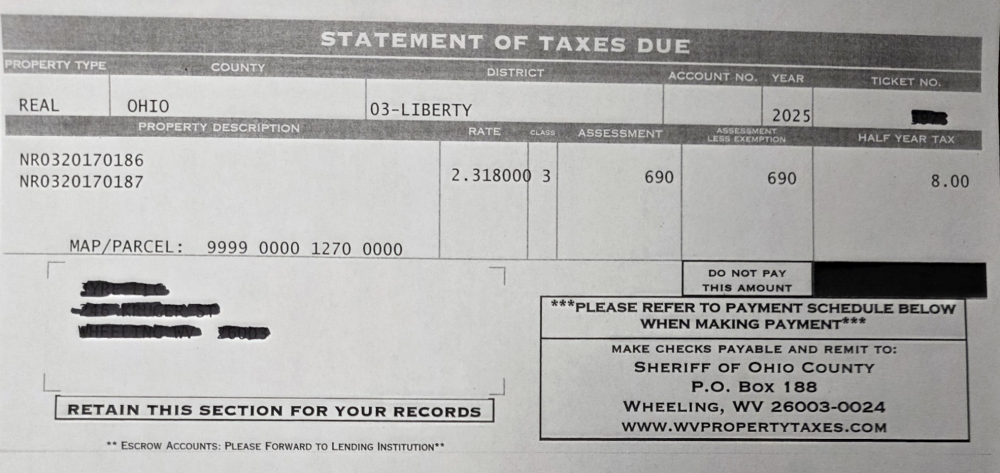 Photo of Real Estate Tax Statement